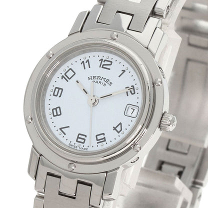 Hermes Watches Quartz Cl4.210 Stainless Steel , Stainless Steel Silver Clipper White Dial Women