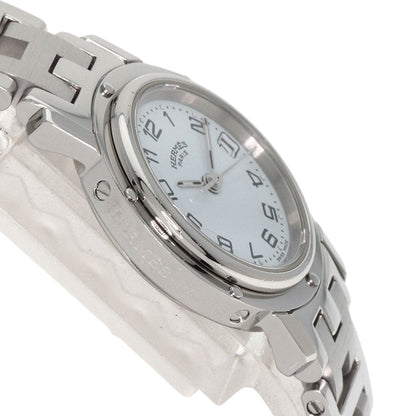Hermes Watches Quartz Cl4.210 Stainless Steel , Stainless Steel Silver Clipper White Dial Women