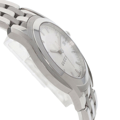 Gucci Watches Quartz 5500Xl Stainless Steel , Stainless Steel Silver Round Face Silver Dial Mens