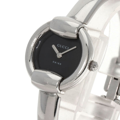 Gucci Watches Quartz 1400L Stainless Steel , Stainless Steel Silver Round Face Black Dial Women