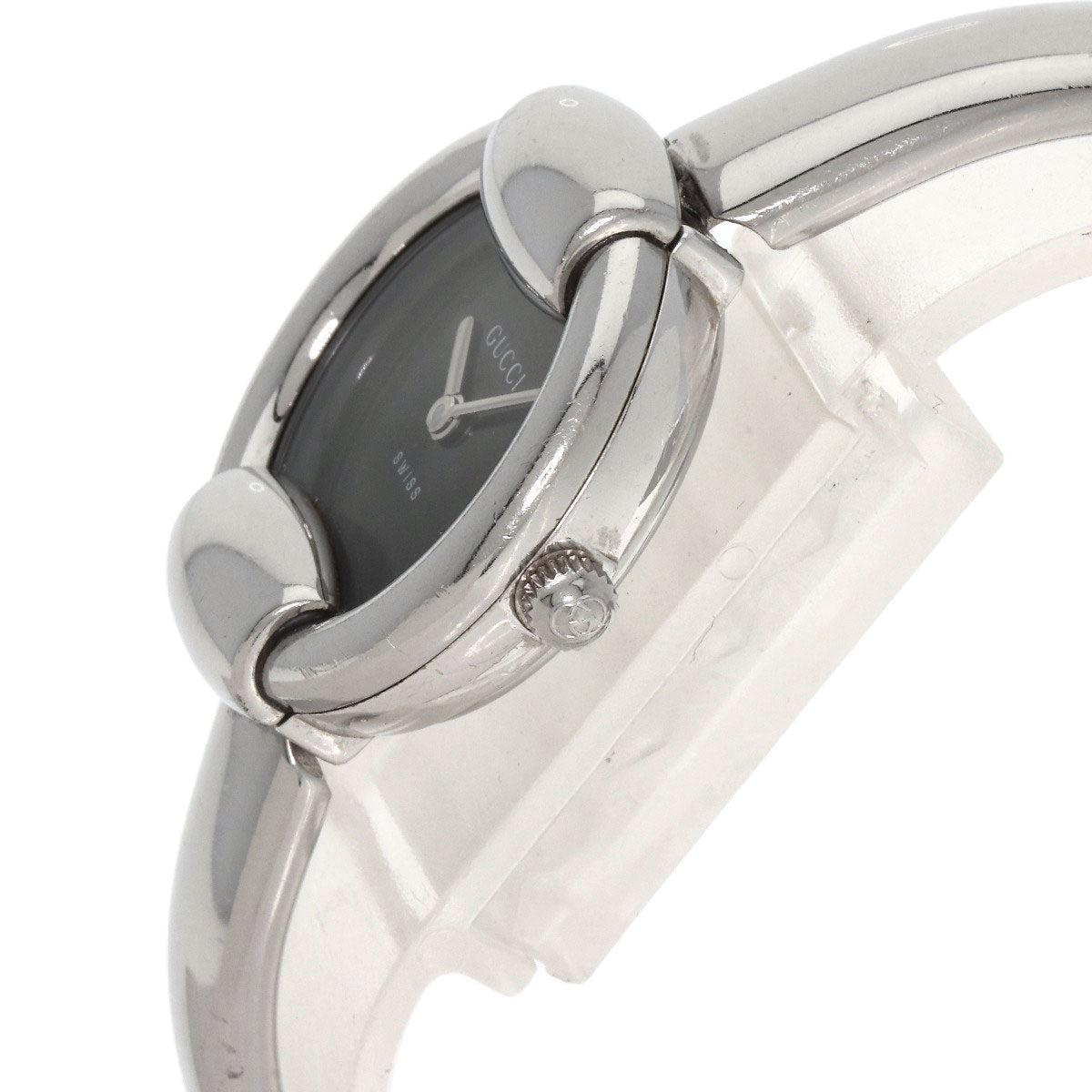 Gucci Watches Quartz 1400L Stainless Steel , Stainless Steel Silver Round Face Black Dial Women