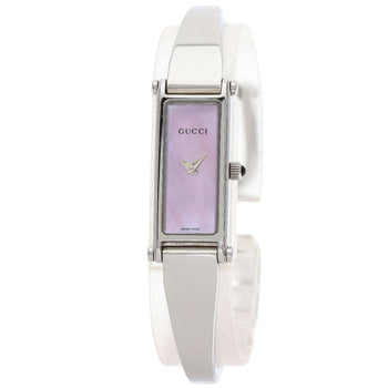 Gucci Watches Quartz 1500L Stainless Steel , Stainless Steel Silver Square Face Pink Shell Dial