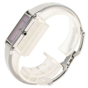 Gucci Watches Quartz 1500L Stainless Steel , Stainless Steel Silver Square Face Pink Shell Dial