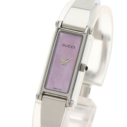 Gucci Watches Quartz 1500L Stainless Steel , Stainless Steel Silver Square Face Pink Shell Dial