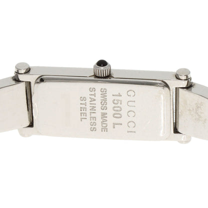 Gucci Watches Quartz 1500L Stainless Steel , Stainless Steel Silver Square Face Pink Shell Dial
