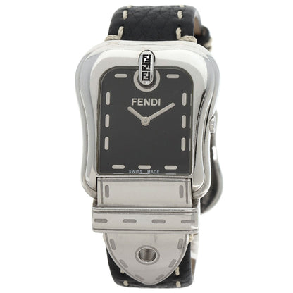 Fendi Watches Quartz 3800G Stainless Steel Silver Buckle Motif Black Dial