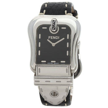 Fendi Watches Quartz 3800G Stainless Steel Silver Buckle Motif Black Dial