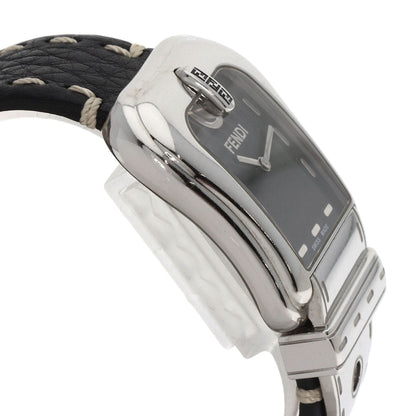 Fendi Watches Quartz 3800G Stainless Steel Silver Buckle Motif Black Dial