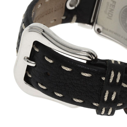Fendi Watches Quartz 3800G Stainless Steel Silver Buckle Motif Black Dial