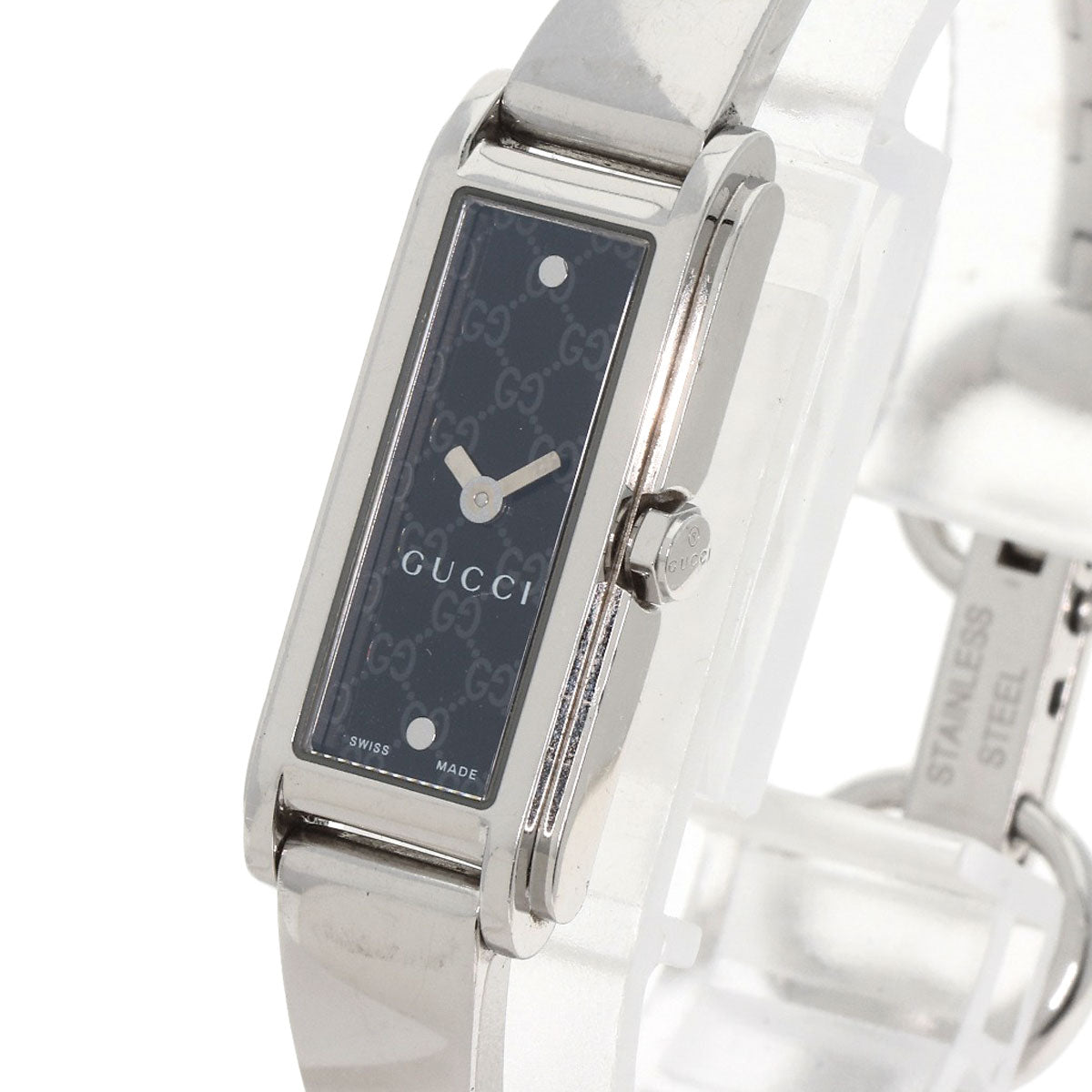 Gucci Watches Quartz 109 Stainless Steel , Stainless Steel Silver G Line Black Dial Women