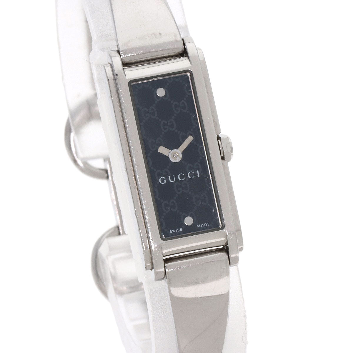 Gucci Watches Quartz 109 Stainless Steel , Stainless Steel Silver G Line Black Dial Women