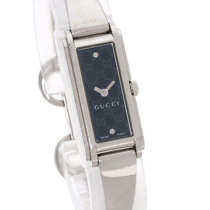 Gucci Watches Quartz 109 Stainless Steel , Stainless Steel Silver G Line Black Dial Women