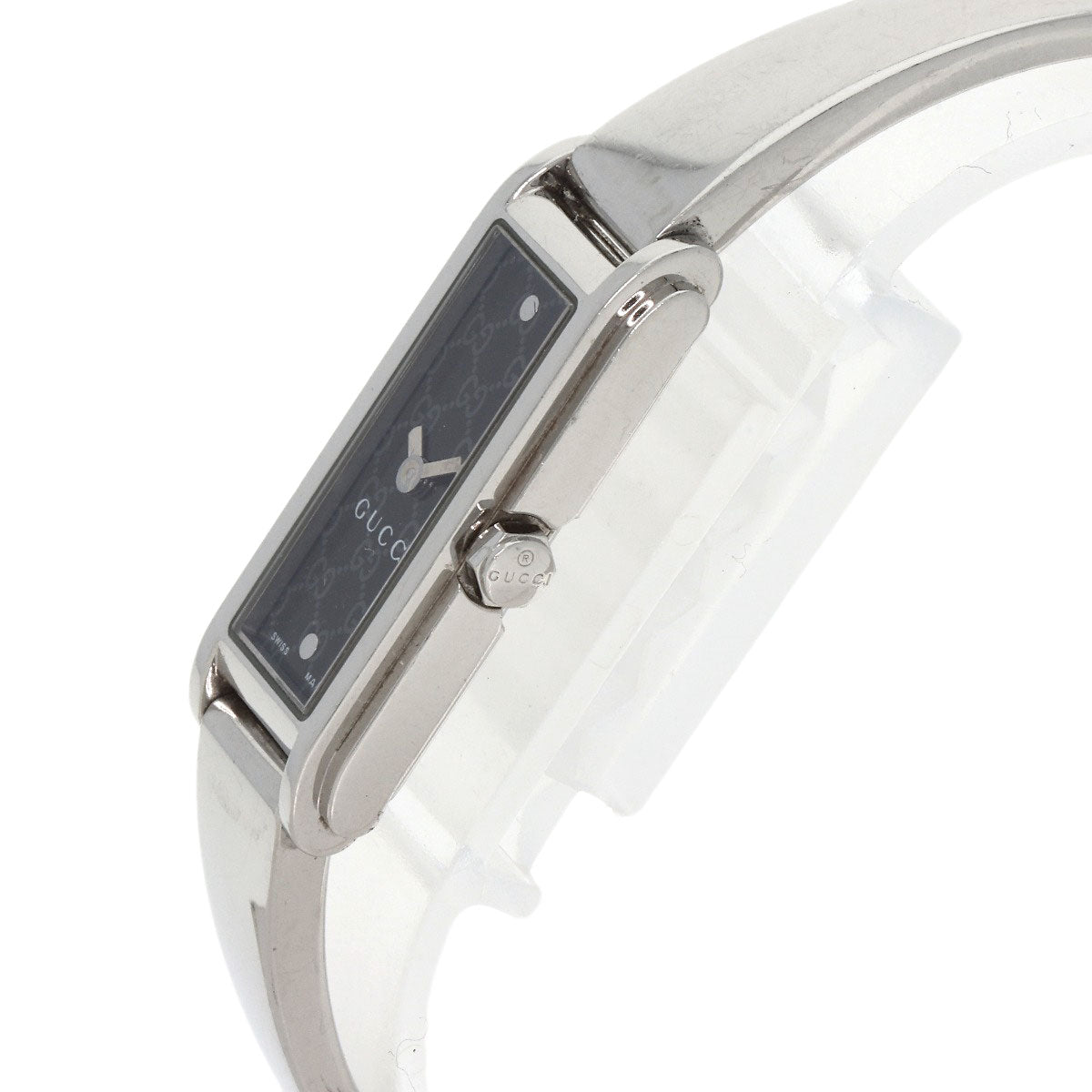 Gucci Watches Quartz 109 Stainless Steel , Stainless Steel Silver G Line Black Dial Women