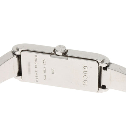 Gucci Watches Quartz 109 Stainless Steel , Stainless Steel Silver G Line Black Dial Women