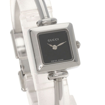 Gucci Watches Quartz 1900L Stainless Steel , Stainless Steel Silver Square Face Black Dial Women