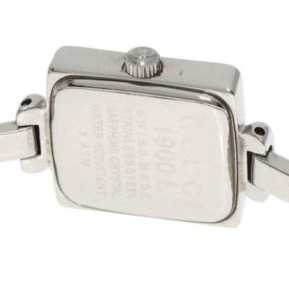 Gucci Watches Quartz 1900L Stainless Steel , Stainless Steel Silver Square Face Black Dial Women