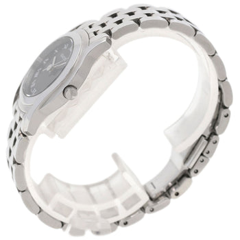 Gucci Watches Quartz 5500L Stainless Steel , Stainless Steel Silver Round Face Black Dial Women