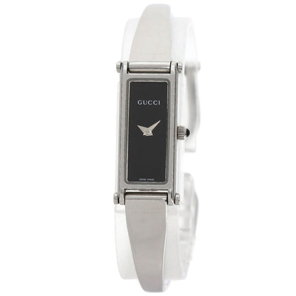 Gucci Watches Quartz 1500L Stainless Steel , Stainless Steel Silver Square Face Black Dial Women