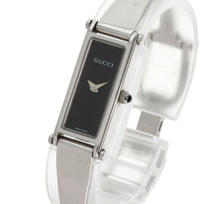 Gucci Watches Quartz 1500L Stainless Steel , Stainless Steel Silver Square Face Black Dial Women