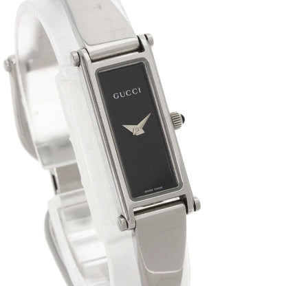 Gucci Watches Quartz 1500L Stainless Steel , Stainless Steel Silver Square Face Black Dial Women