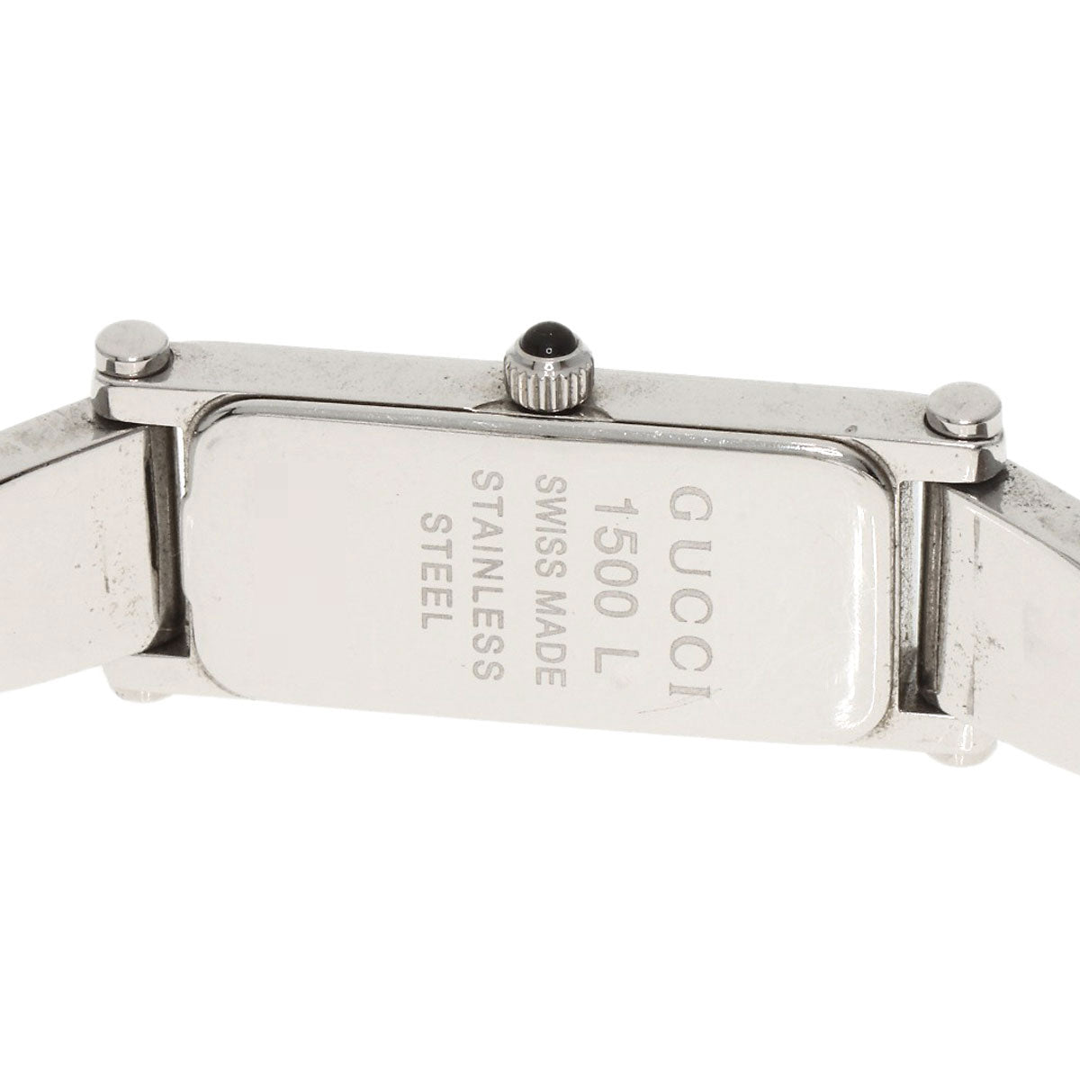 Gucci Watches Quartz 1500L Stainless Steel , Stainless Steel Silver Square Face Black Dial Women