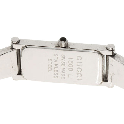 Gucci Watches Quartz 1500L Stainless Steel , Stainless Steel Silver Square Face Black Dial Women