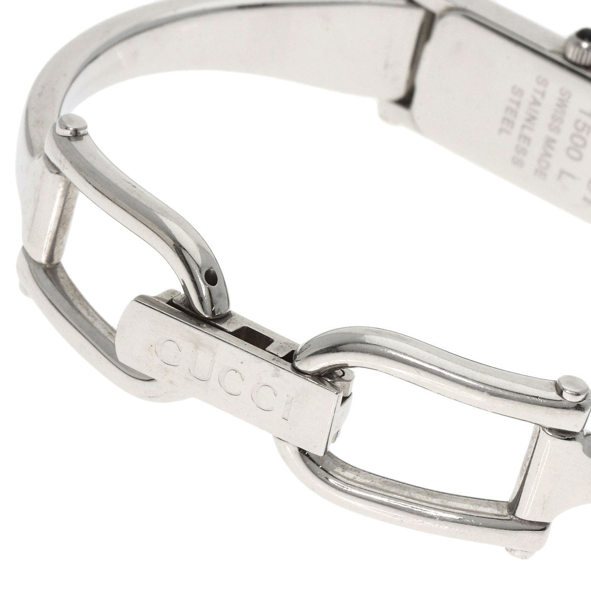 Gucci Watches Quartz 1500L Stainless Steel , Stainless Steel Silver Square Face Black Dial Women