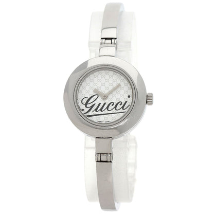 Gucci Watches Quartz 105 Stainless Steel , Stainless Steel Silver Round Face White Dial Women