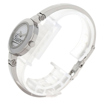Gucci Watches Quartz 105 Stainless Steel , Stainless Steel Silver Round Face White Dial Women