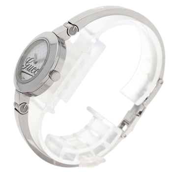 Gucci Watches Quartz 105 Stainless Steel , Stainless Steel Silver Round Face White Dial Women