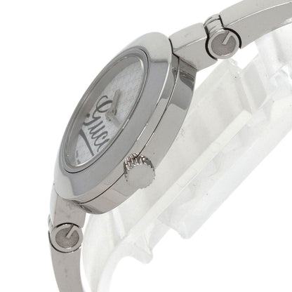 Gucci Watches Quartz 105 Stainless Steel , Stainless Steel Silver Round Face White Dial Women
