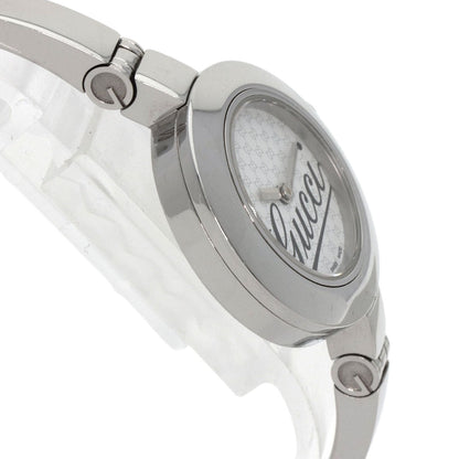 Gucci Watches Quartz 105 Stainless Steel , Stainless Steel Silver Round Face White Dial Women