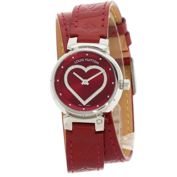 Louis Vuitton Watches Quartz Q121Z Stainless Steel Silver Tambour Heart Red Dial