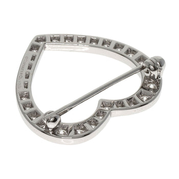 Tiffany&Co. Brooch Pt950 Silver Open Heart Diamond