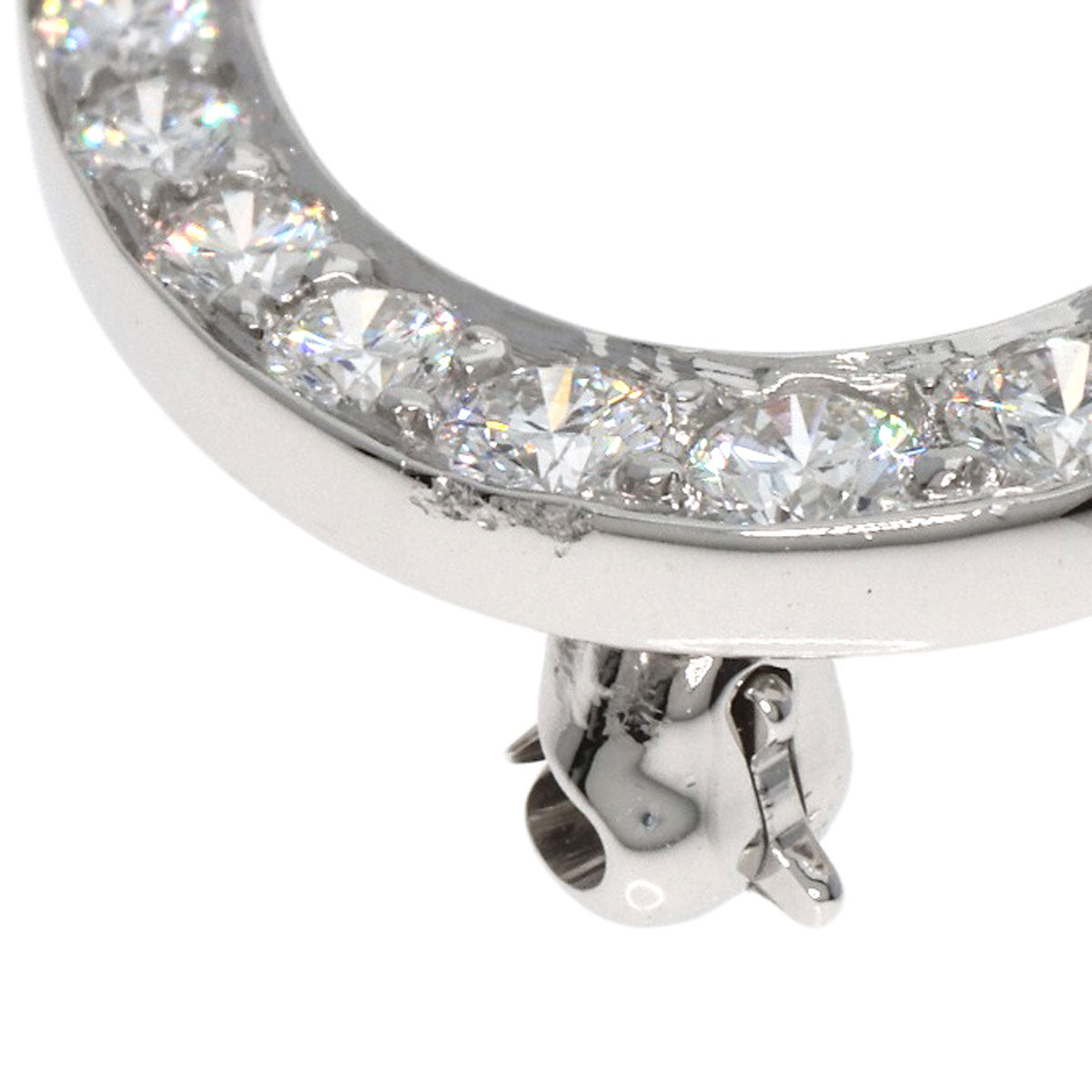 Tiffany&Co. Brooch Pt950 Silver Open Heart Diamond