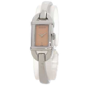 Gucci Watches Quartz 6800L Stainless Steel , Stainless Steel Silver Square Face Orange Dial Women