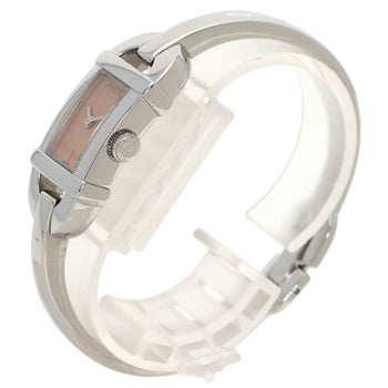 Gucci Watches Quartz 6800L Stainless Steel , Stainless Steel Silver Square Face Orange Dial Women