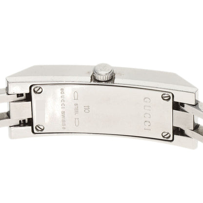 Gucci Watches Quartz 110 Stainless Steel , Stainless Steel Silver Square Face 3P Diamond White Dial