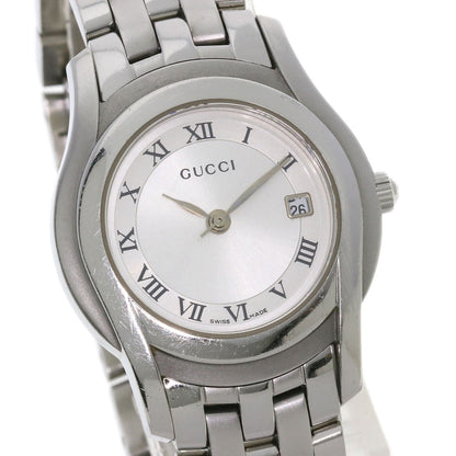 Gucci Watches Quartz 5500L Stainless Steel , Stainless Steel Silver Round Face Silver Dial Women