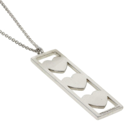 Tiffany&Co. Necklace Sv Silver Triple Heart Plate Women