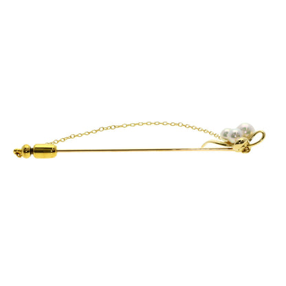 Mikimoto Brooch 18K Yellow Gold Gold Ribbon Pearl