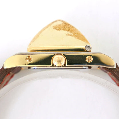 Hermes Watches Quartz Plated Gold , Leather Gold Medor White Dial Women