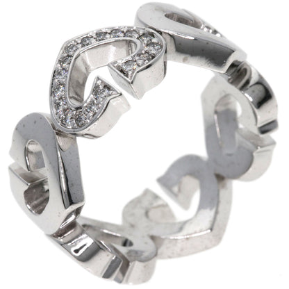 Cartier Ring K18Wg Silver C Heart Diamond #47