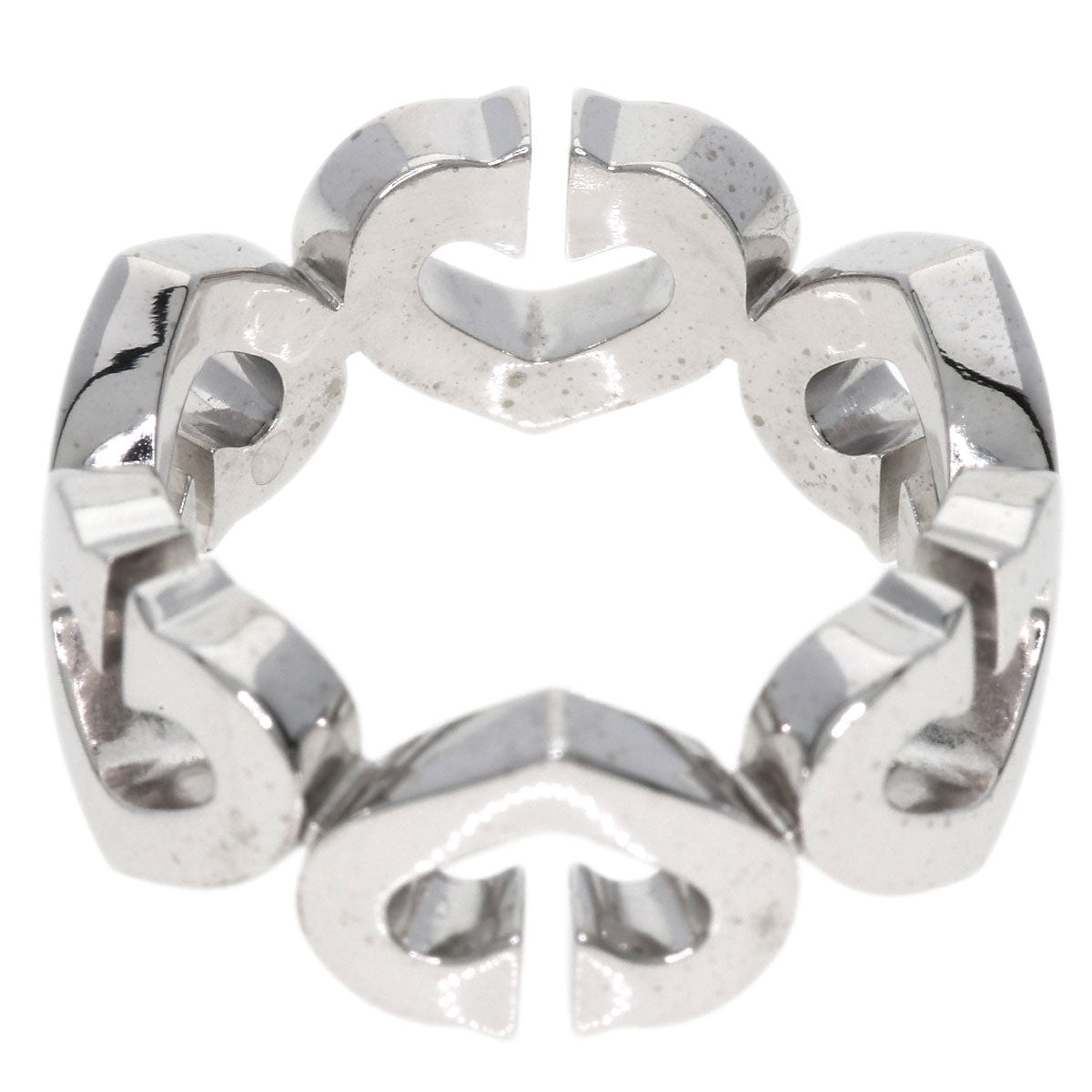 Cartier Ring K18Wg Silver C Heart Diamond #47