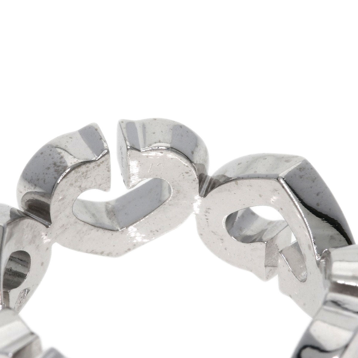 Cartier Ring K18Wg Silver C Heart Diamond #47