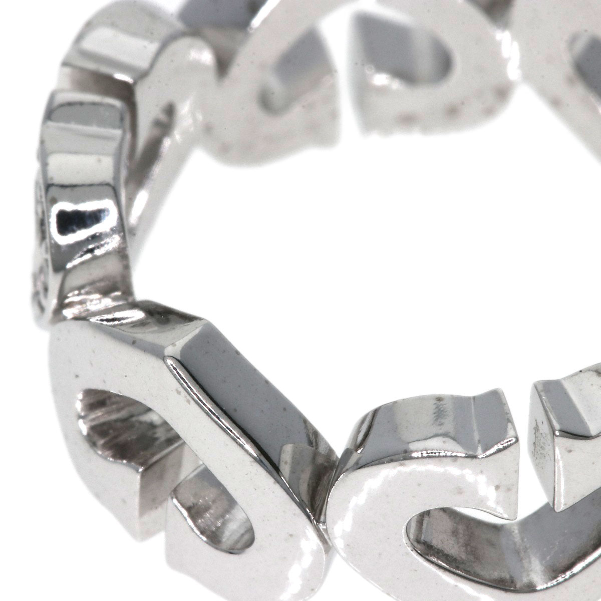 Cartier Ring K18Wg Silver C Heart Diamond #47