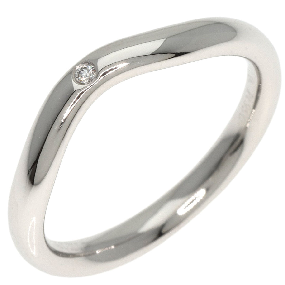 Tiffany&Co. Ring Pt950 Silver Curved Band 1P Diamond