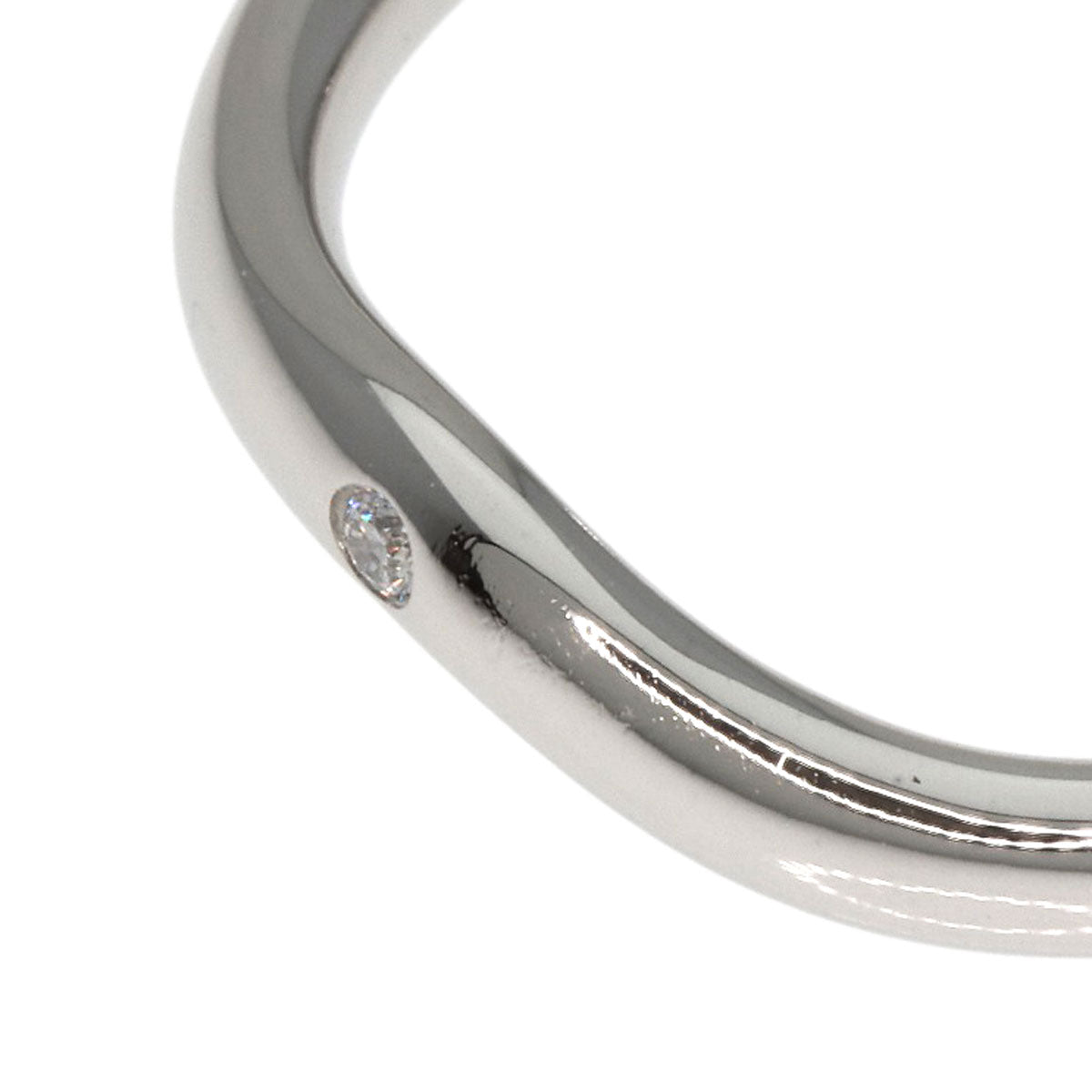 Tiffany&Co. Ring Pt950 Silver Curved Band 1P Diamond