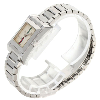 Gucci Watches Quartz 111L Stainless Steel , Stainless Steel Silver Square Face Ivory Dial Women