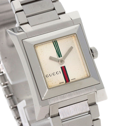 Gucci Watches Quartz 111L Stainless Steel , Stainless Steel Silver Square Face Ivory Dial Women